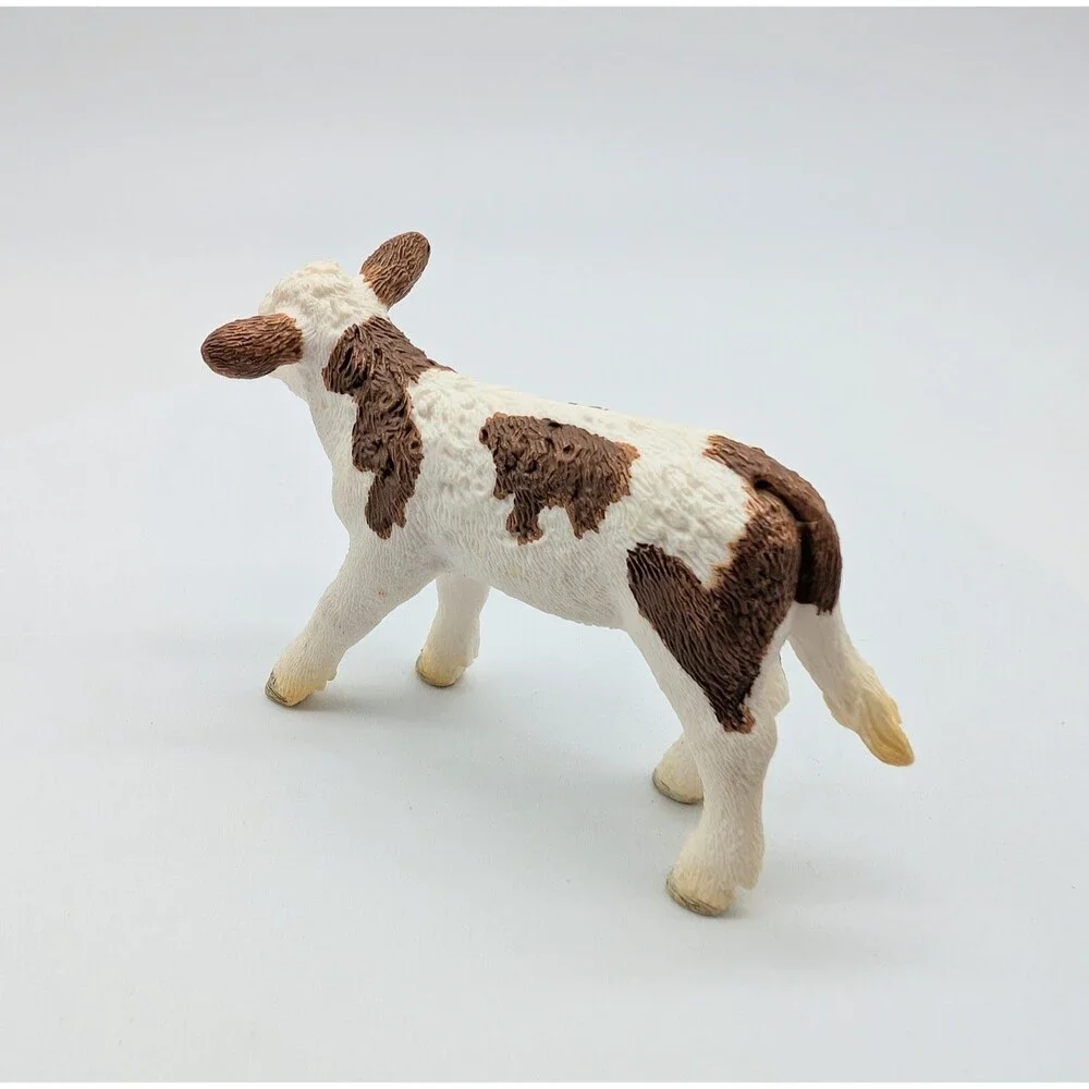 SCHLEICH Brown & White SIMMENTAL CALF Cow Farm Animal Figure 2015 Retired